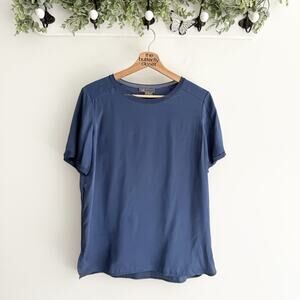 Vince Men’s Dark Blue Silk Short Sleeves T Shirt Lightweight Breathable Size S